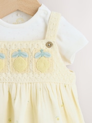 Yellow Lemon Crochet Pinafore And Bodysuit 2 Piece Set (0mths-2yrs) - Image 7 of 11