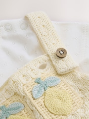Yellow Lemon Crochet Pinafore And Bodysuit 2 Piece Set (0mths-2yrs) - Image 9 of 11