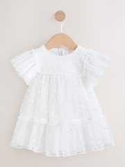 White Bow Mesh Baby Dress (0mths-2yrs) - Image 1 of 7