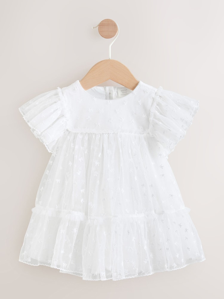 White Bow Mesh Baby Dress (0mths-2yrs) - Image 1 of 7