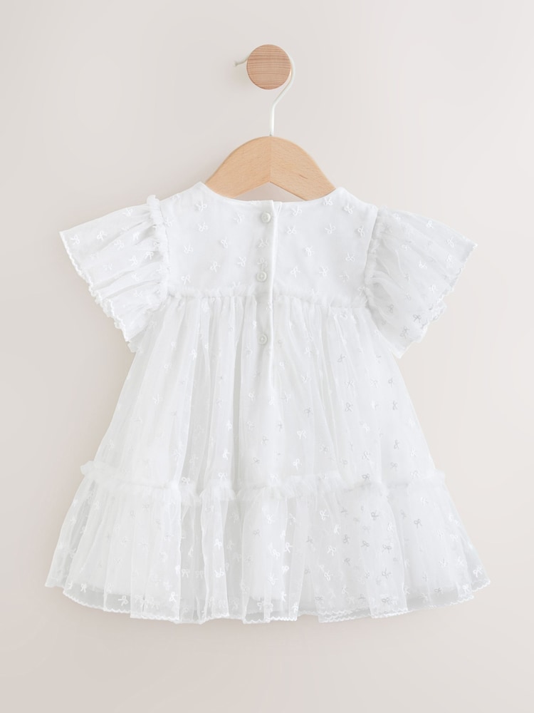 White Bow Mesh Baby Dress (0mths-2yrs) - Image 2 of 7