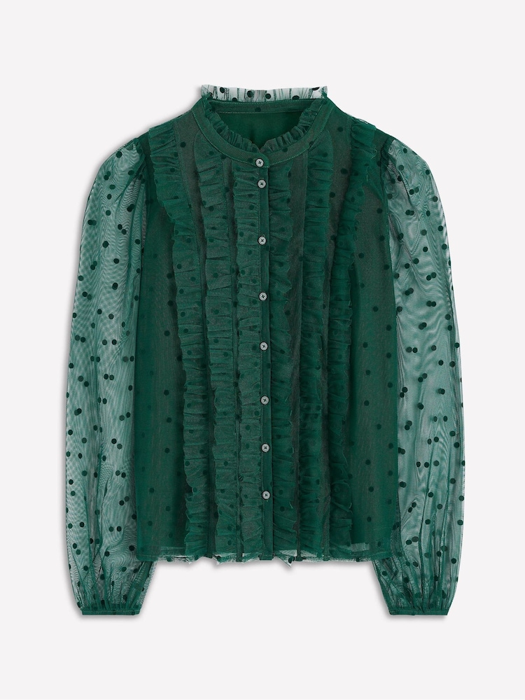 Boden Green Frilled Tulle Blouse - Image 5 of 5