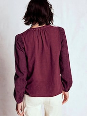 Boden Purple Eden Broderie Jersey Shirt - Image 3 of 5