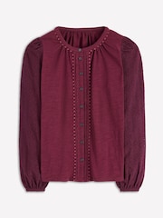 Boden Purple Eden Broderie Jersey Shirt - Image 5 of 5
