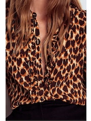 Boden Brown Alice Frill Front Silk Top - Image 4 of 6