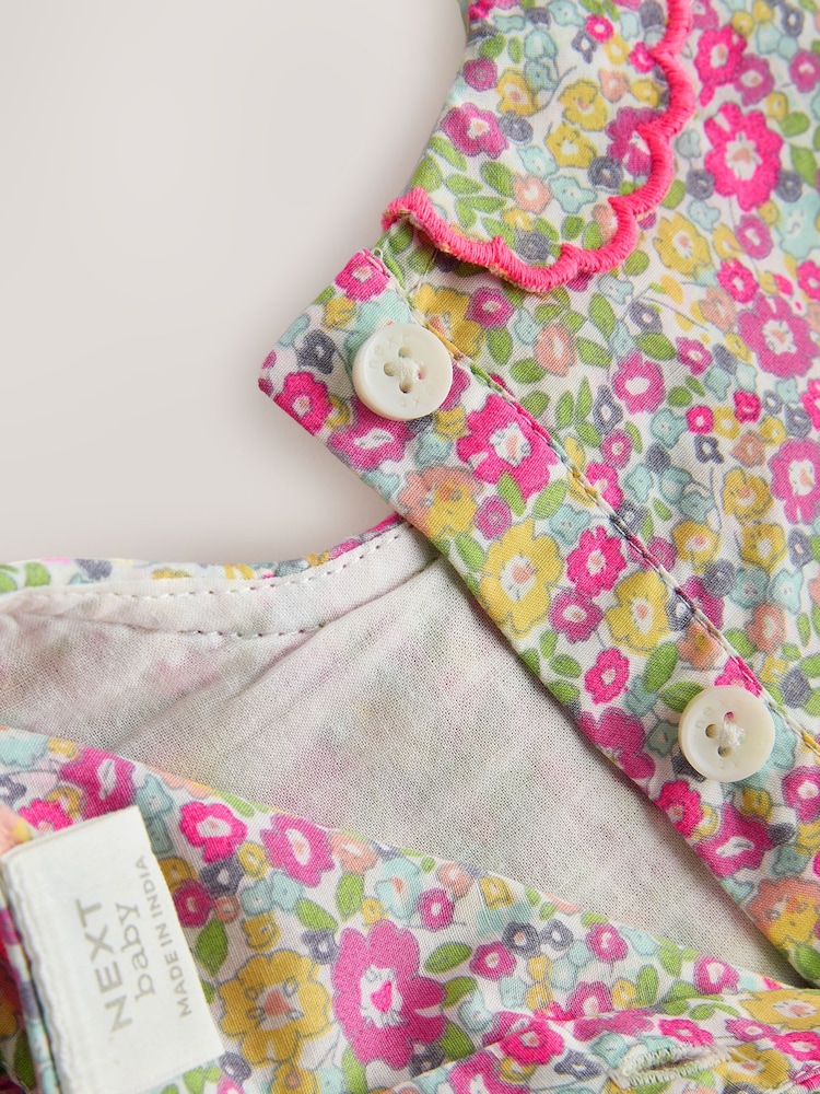 Pink Floral Woven Baby Dress and Knickers Set 2 Piece (0mths-2yrs) - Image 7 of 7 Pink Floral Woven Baby Dress and Knickers Set 2 Piece (0mths-2yrs) - Image 7 of 7