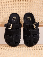 Friends Like These Black Faux Suede Fisherman Slip On Mule Summer Footbed Sandals - Image 1 of 4