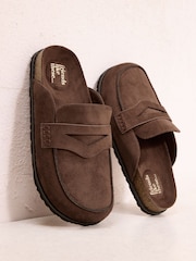 Friends Like These Chocolate Brown Faux Suede Clog Slip On Casual Footbed - Image 1 of 5