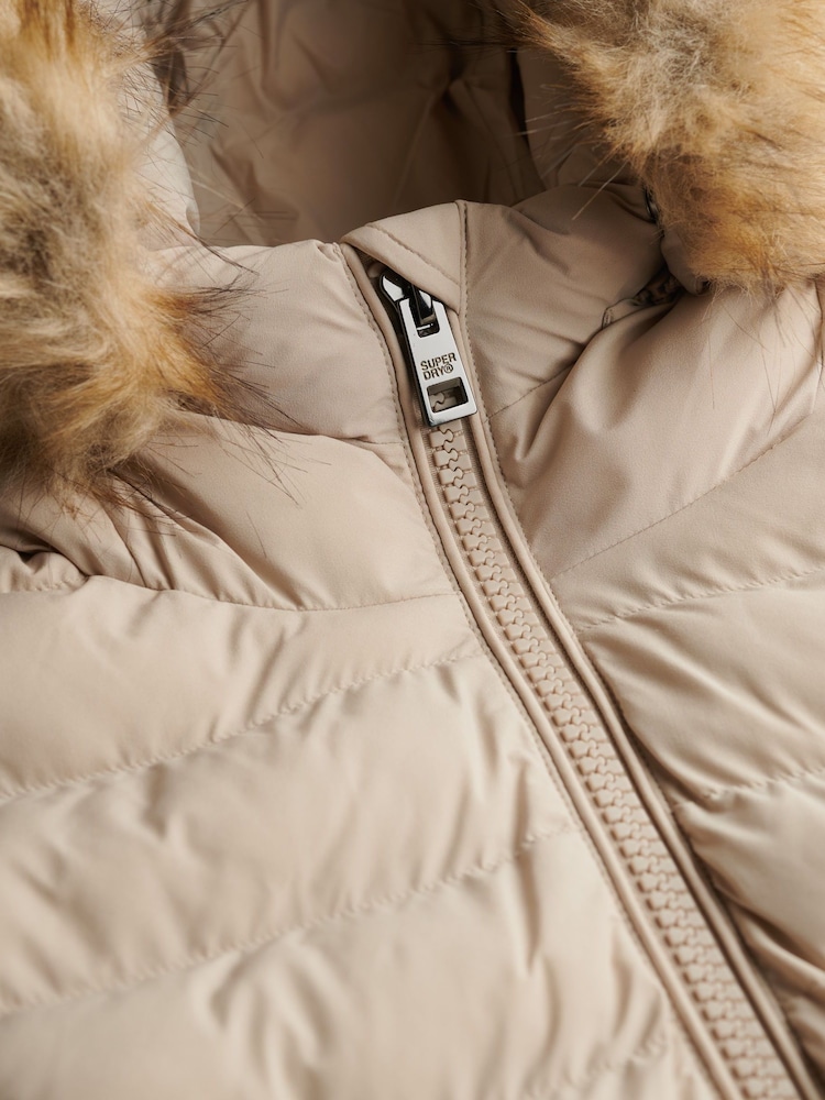Superdry Cream Fuji Faux Fur Hooded Gilet - Image 5 of 5 Superdry Cream Fuji Faux Fur Hooded Gilet - Image 5 of 5