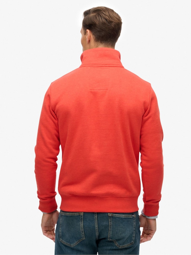 Superdry Orange Essential Logo Half Zip Sweattop - Image 2 of 4 Superdry Orange Essential Logo Half Zip Sweattop - Image 2 of 4