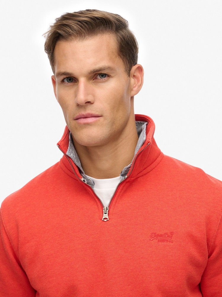 Superdry Orange Essential Logo Half Zip Sweattop - Image 4 of 4