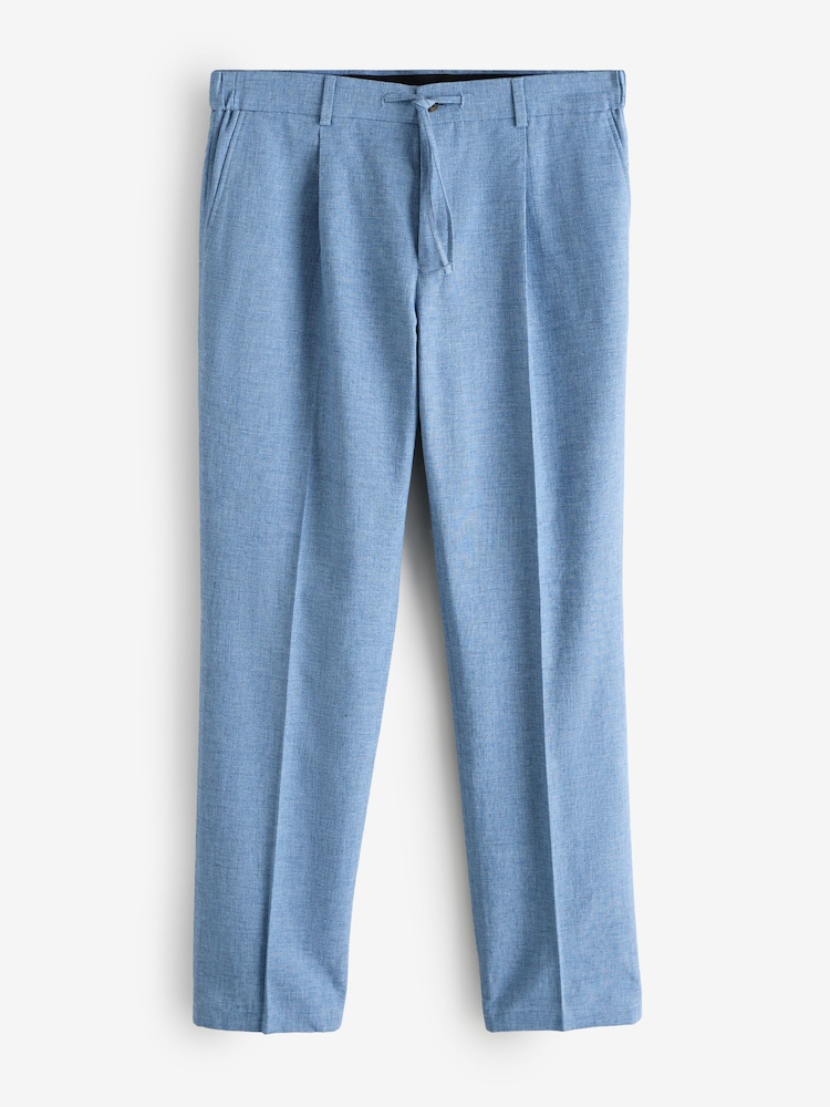 Blue Regular Fit Textured Formal Trousers - Image 1 of 1