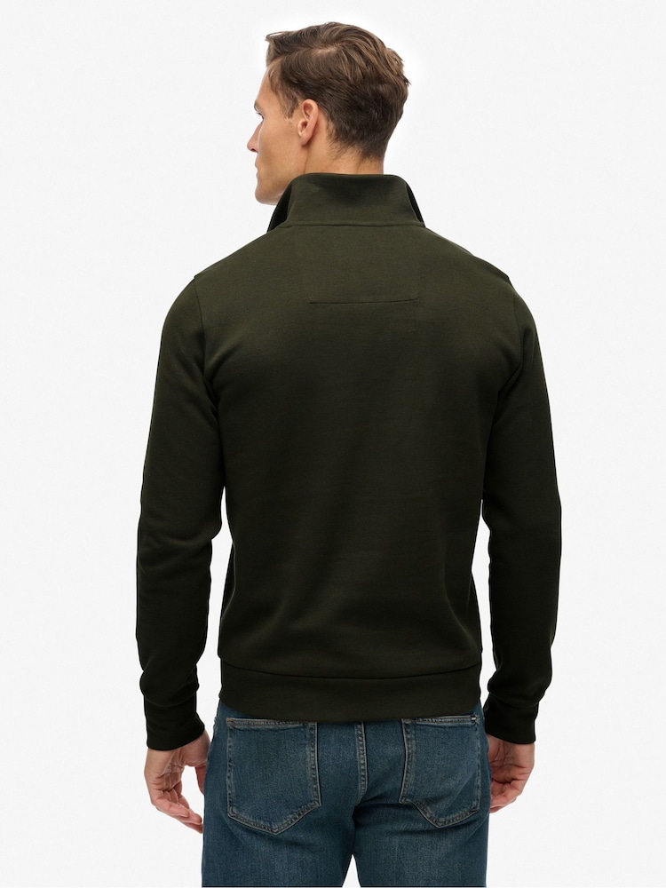 Superdry Green Core Pique Half Zip Sweatshirt - Image 2 of 4 Superdry Green Core Pique Half Zip Sweatshirt - Image 2 of 4