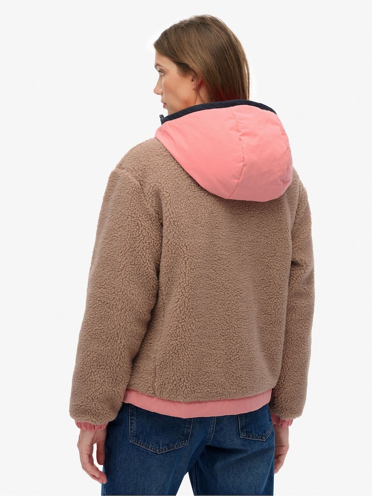 Superdry Nude Vintage Hooded Sherpa Jacket - Image 2 of 5