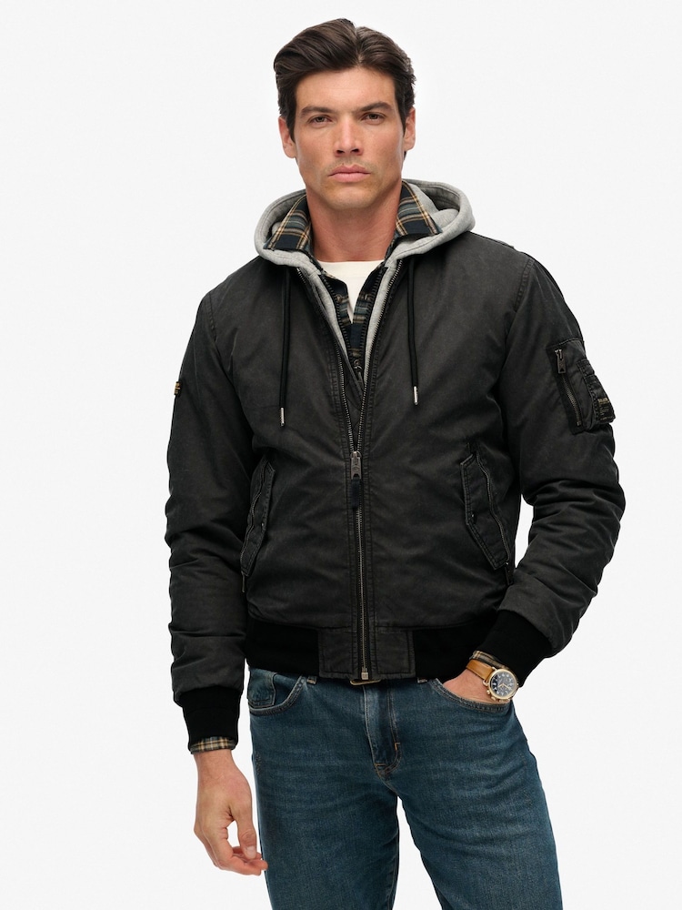 Superdry Grey Military MA1 Bomber Jacket - Image 2 of 5
