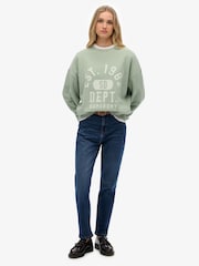 Superdry Green Athletic Essentials Relaxed Crew Sweattop - Image 3 of 5