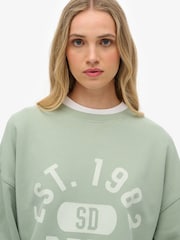 Superdry Green Athletic Essentials Relaxed Crew Sweattop - Image 4 of 5