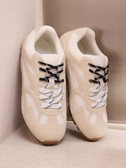 Friends Like These White Faux Suede Double Lace Gum Sole Casual Trainers - Image 1 of 4