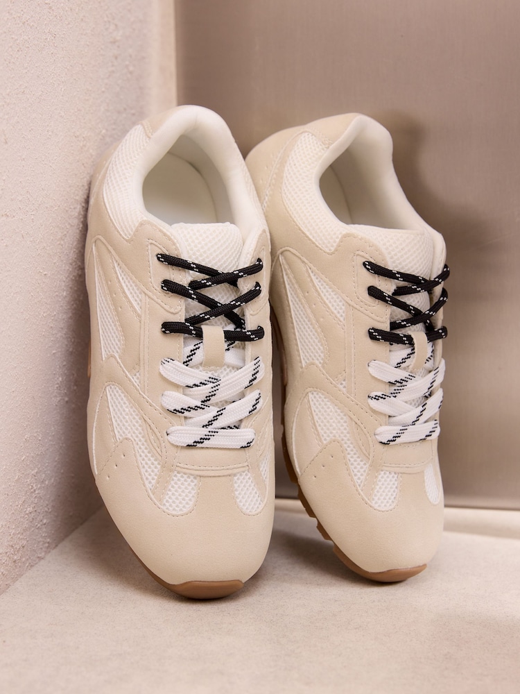 Friends Like These White Faux Suede Double Lace Gum Sole Casual Trainers - Image 1 of 4