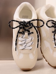 Friends Like These White Faux Suede Double Lace Gum Sole Casual Trainers - Image 2 of 4