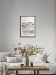 Brookpace Lascelles Natural Brown Hand Made in UK 'August I' Abstract Wall Art in a Walnut Wood Aesthetic Frame 50 x 70cm - Image 1 of 4