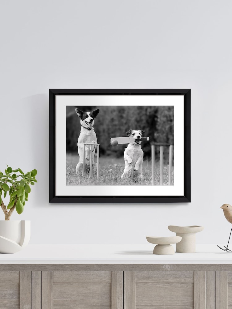 Brookpace Lascelles BlackWhite Hand made in UK 'Cricket in the Park' Wall Art in A Stylish Gloss Finish Studio Frame  50 X 40cm - Image 1 of 4