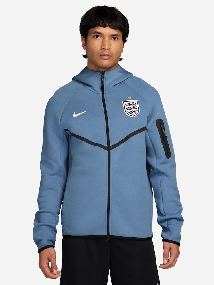 Nike Work Blue England Tech Fleece Hoodie - Image 1 of 3 Nike Work Blue England Tech Fleece Hoodie - Image 1 of 3