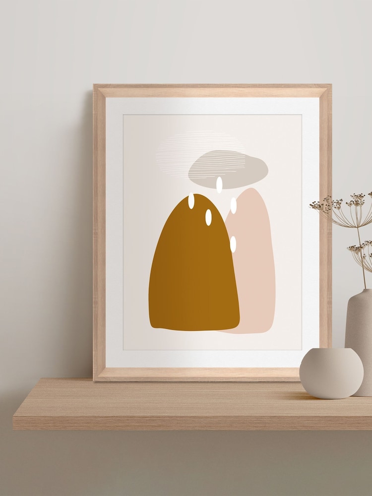 Brookpace Lascelles Natural Hand Made in UK 'Spring Showers' Abstract Scandi Wall Art in a Wood Aesthetic Frame 40 x 50cm - Image 1 of 4