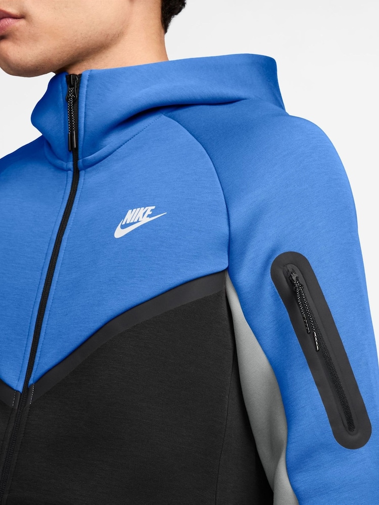 Nike Blue Crystal Tech Fleece Full-Zip Windrunner Hoodie - Image 3 of 3 Nike Blue Crystal Tech Fleece Full-Zip Windrunner Hoodie - Image 3 of 3