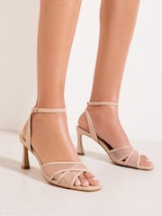 Nude Mesh - Friends Like These Cross Over Strap Mid Stiletto Heeled Occasion Sandals - 画像 1 / 5