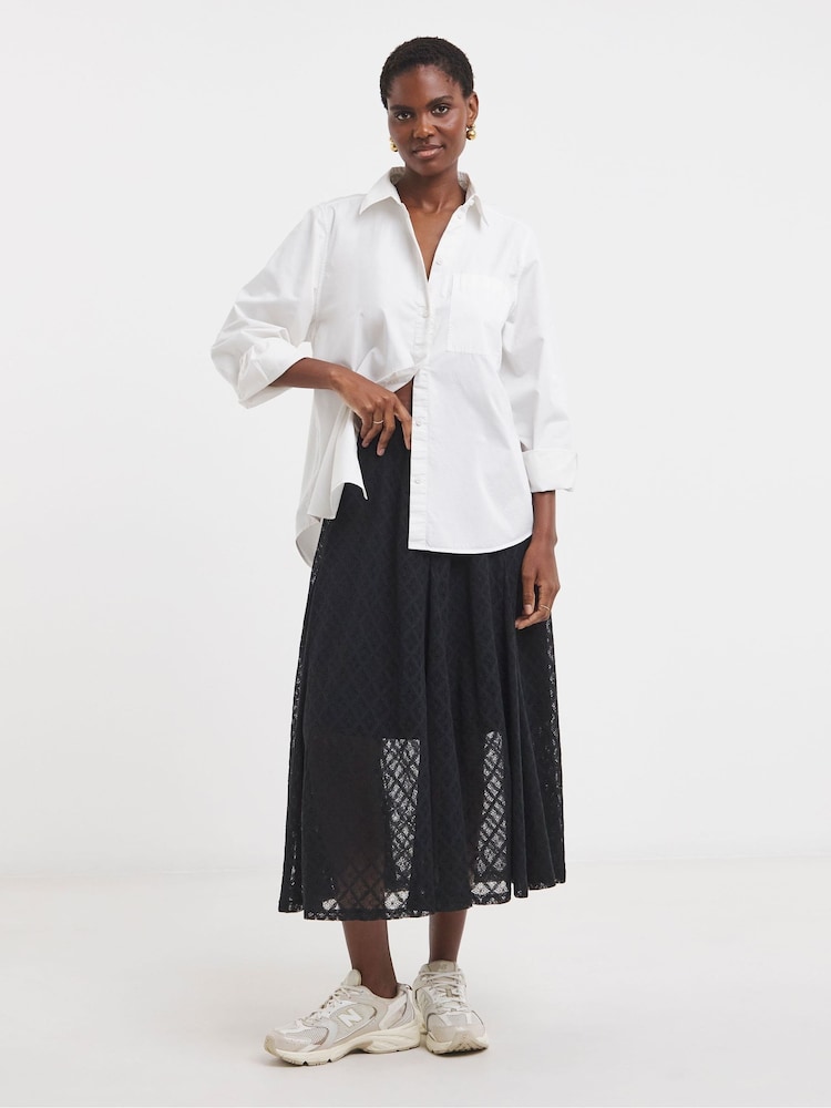JD Williams Black Lace Godet Maxi Skirt - Image 5 of 5