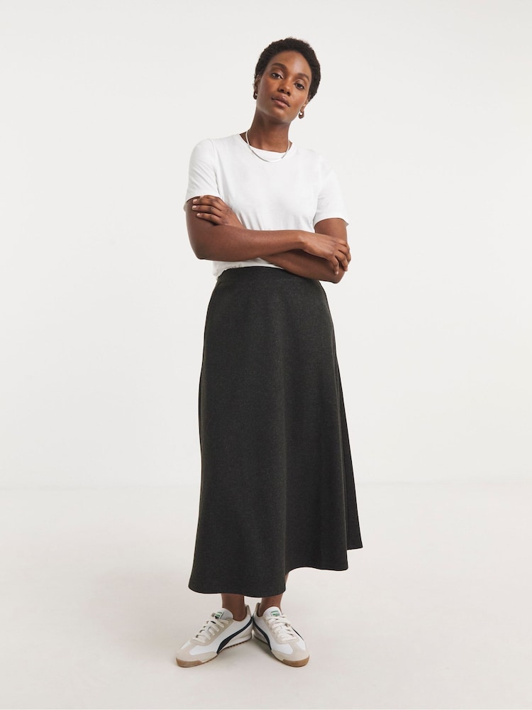 JD Williams Grey Wool Look Full Maxi Skirt - Image 1 of 4