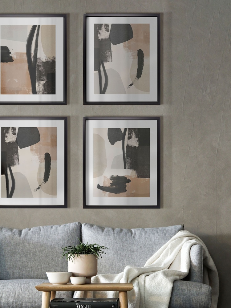 Brookpace Lascelles Natural Black Hand Made in UK'Arrangement I' Abstract Wall Art In A Modern Matte Finish Box Frame 50 x 61cm Wall Art - Image 1 of 4