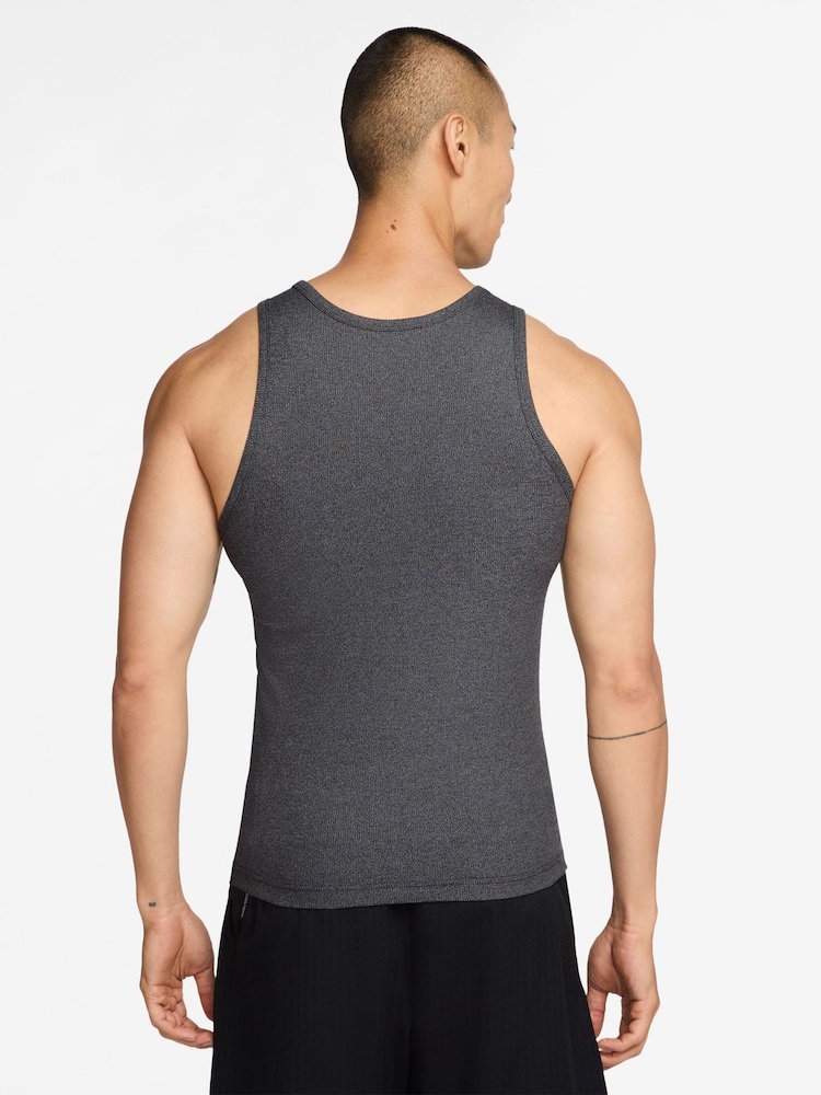Nike Chrome Black Athletic Club Dri-FIT Ribbed Training Tank Top - Image 2 of 3 Nike Chrome Black Athletic Club Dri-FIT Ribbed Training Tank Top - Image 2 of 3