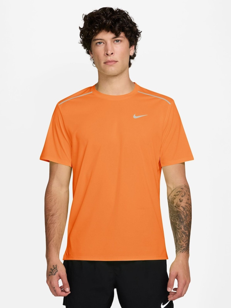 Nike Total Orange Miler Dri-FIT UV Running T-Shirt - Image 1 of 3 Nike Total Orange Miler Dri-FIT UV Running T-Shirt - Image 1 of 3