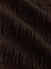 Chocolate Brown Texture Short Sleeved Scoop Neck Top - Image 7 of 8