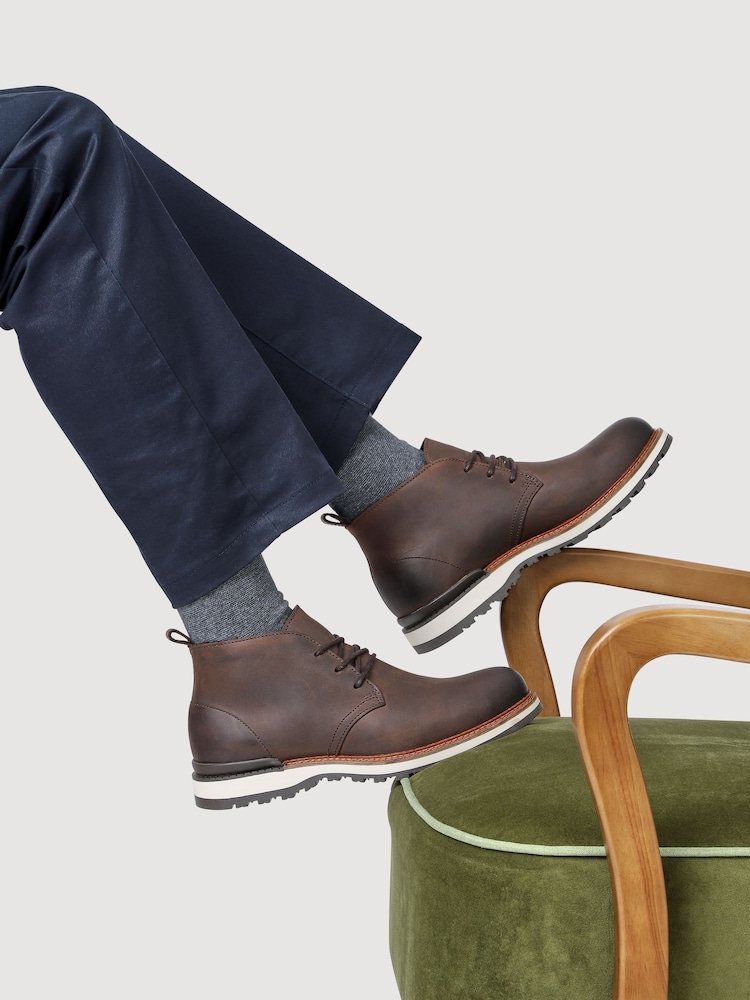 Jones Bootmaker Brown Darrel Grippy Leather Ankle Boots - Image 1 of 5 Jones Bootmaker Brown Darrel Grippy Leather Ankle Boots - Image 1 of 5