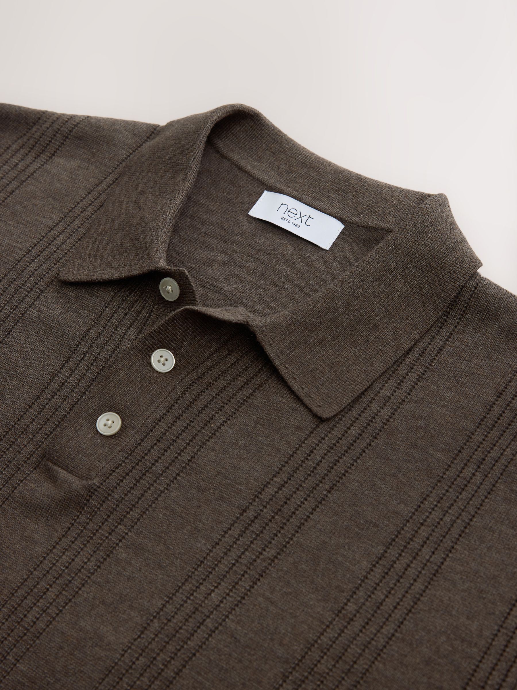 Buy Truffle Brown Regular Fit Cotton Rich Pointelle Knit Polo