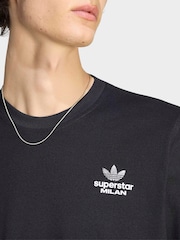 adidas Originals Black Milan Superstar Graphic T-Shirt - Image 5 of 7
