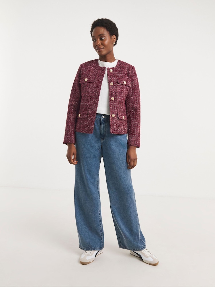 JD Williams Red Boucle Jacket - Image 4 of 4