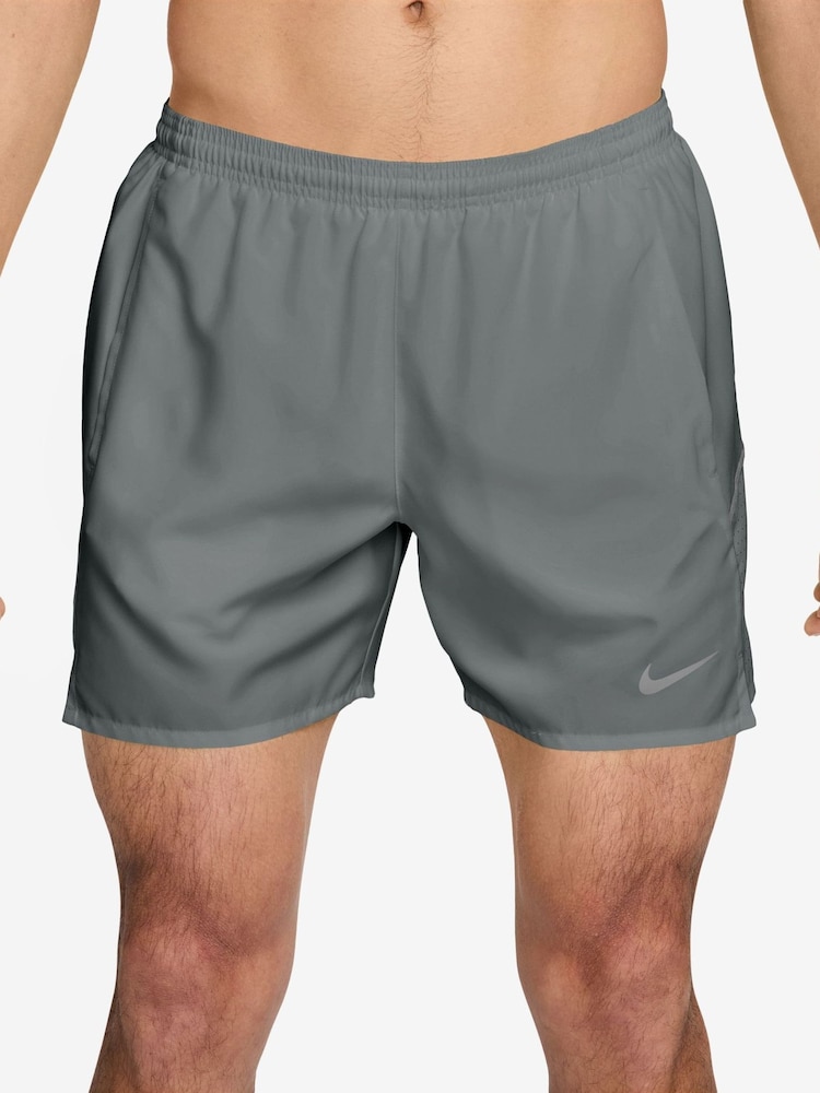 Nike Smoke Grey Miler Dri-FIT 5 inch Brief-Lined Running Shorts - Image 1 of 4