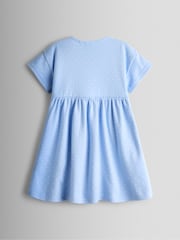 JoJo Maman Bébé Cornflower Blue Unicorn Appliqué Drop Shoulder Button Front Dress - Image 2 of 3
