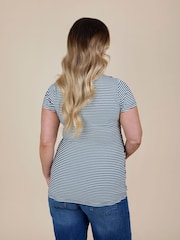 JoJo Maman Bébé Navy Ecru Stripe 2-Pack Maternity & Nursing T-Shirts - Image 4 of 11