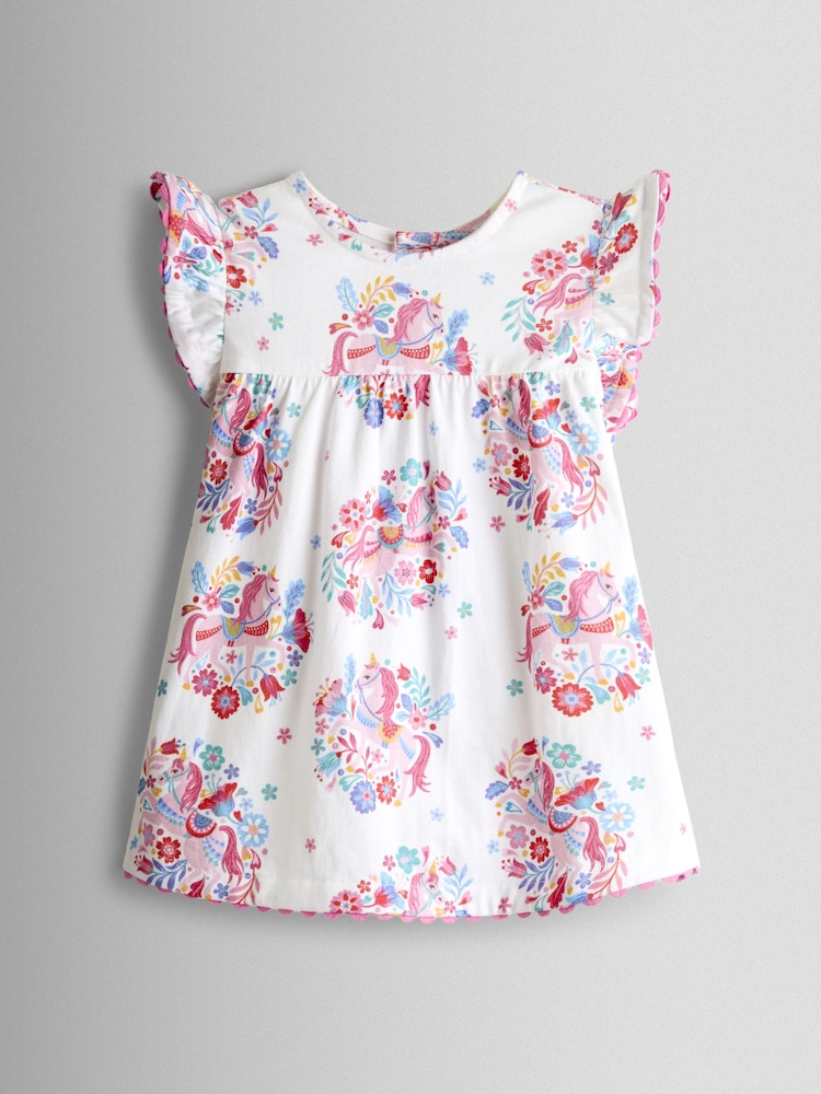 JoJo Maman Bébé Light Blue Unicorn Frill Sleeve Top & Short Set - Image 2 of 7