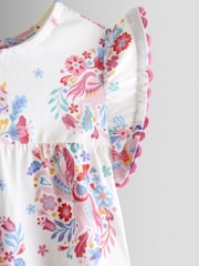 JoJo Maman Bébé Light Blue Unicorn Frill Sleeve Top & Short Set - Image 6 of 7