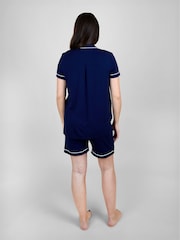 JoJo Maman Bébé Navy Blue Piping Maternity Short Pyjamas Set - Image 3 of 4