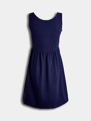JoJo Maman Bébé Blue Horn Button Maternity Vest Midi Dress - Image 3 of 4