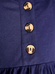 JoJo Maman Bébé Blue Horn Button Maternity Vest Midi Dress - Image 4 of 4