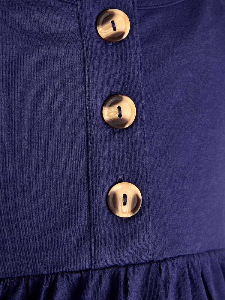 JoJo Maman Bébé Blue Horn Button Maternity Vest Midi Dress - Image 4 of 4 JoJo Maman Bébé Blue Horn Button Maternity Vest Midi Dress - Image 4 of 4
