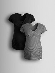 JoJo Maman Bébé True Black 2-Pack Maternity And Nursing T-Shirts - Image 1 of 11